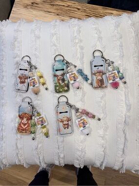 Southern Girl Highland Cow chapstick holder with beaded keychain.  $3.50 each.